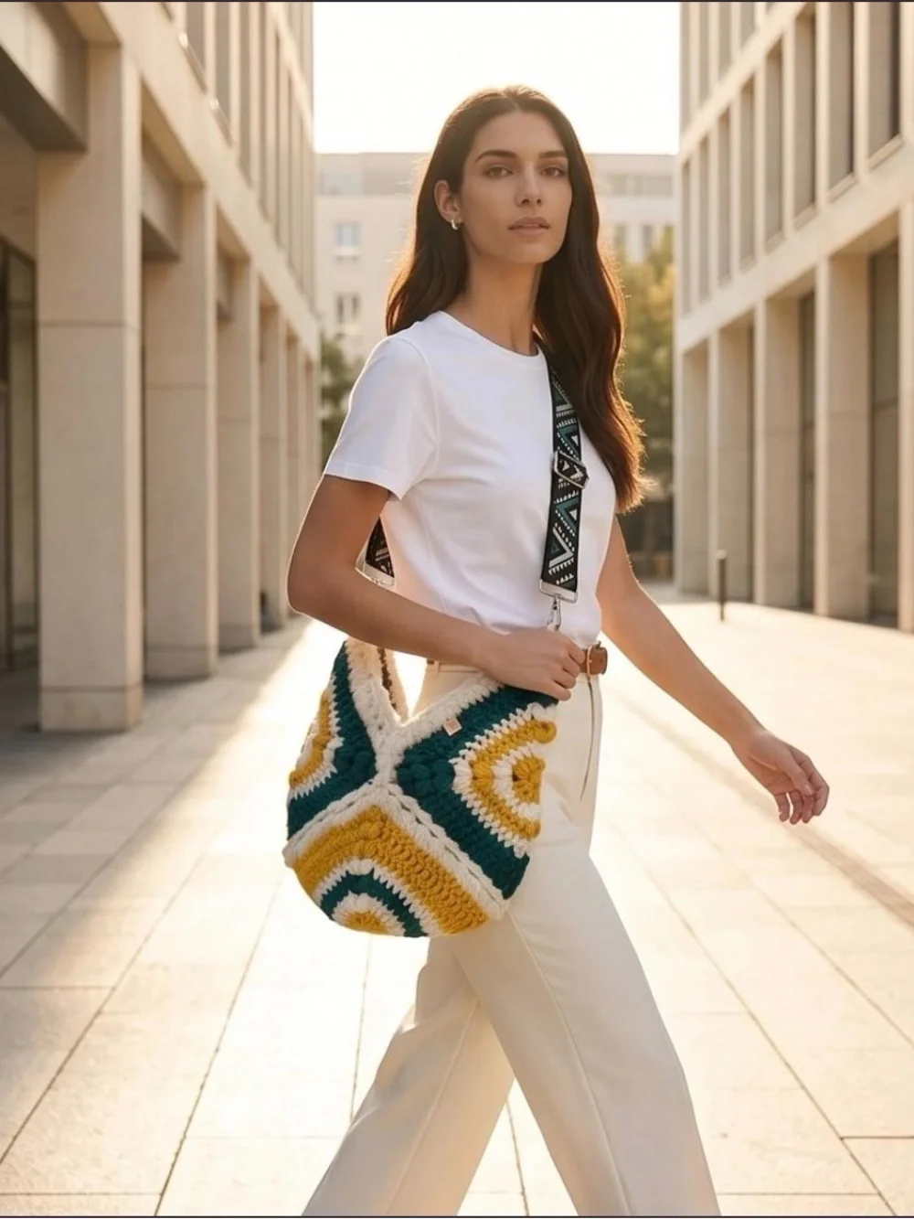 Handmade by me Crochet Market Bag | Unlined Boho Crossbody Tote | One-of-a-Kind